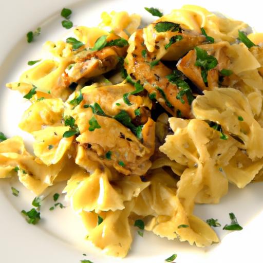 Savor Farfalle with Chicken and Roasted Garlic delight