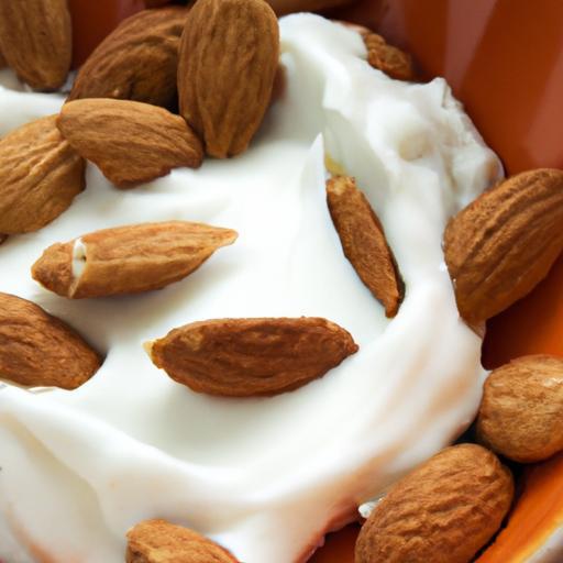 Crunchy Delight: Greek Yogurt with Sliced Almonds Boost
