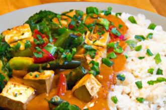 Hearty Vegetable Tofu Curry with Rice: A Flavorful Delight