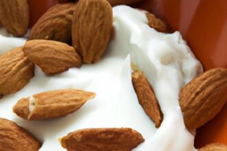 Crunchy Delight: Greek Yogurt with Sliced Almonds Boost