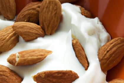 Crunchy Delight: Greek Yogurt with Sliced Almonds Boost