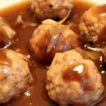 Savory Thanksgiving Turkey Meatballs with Rich Onion Gravy