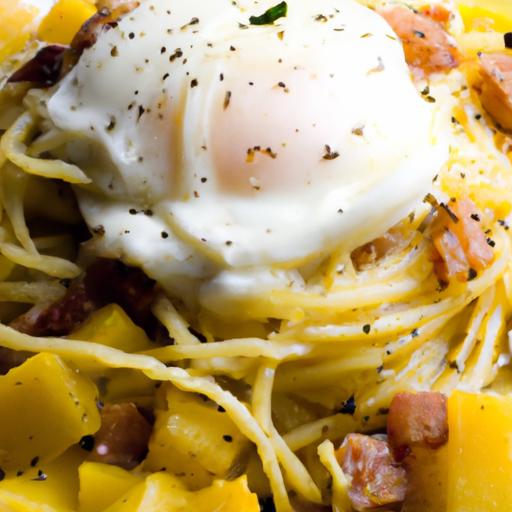 spaghetti Squash Carbonara:⁣ A Light Twist on Classic Comfort