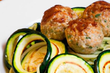Wholesome Turkey Meatballs Served Over Zucchini Noodles