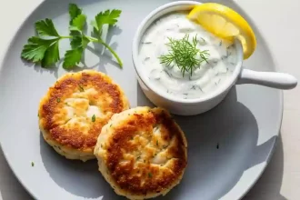 Crab ⁢Cakes Paired with⁢ Tangy Greek Yogurt Sauce