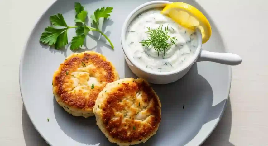 Crab ⁢Cakes Paired with⁢ Tangy Greek Yogurt Sauce