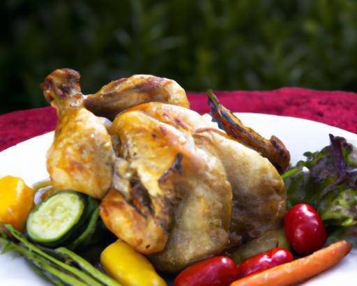 Golden Roast Chicken with Garden-Fresh Vegetables Delight