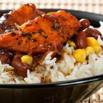 Flavor-Packed BBQ Chicken Bowl: Rice & Beans Delight