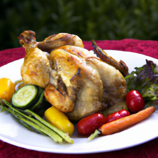 Golden Roast Chicken with Garden-Fresh Vegetables Delight